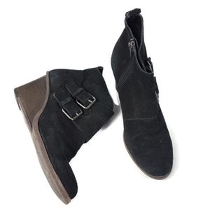 Dolce Vita Black Suede Leather Side Buckle Boots
